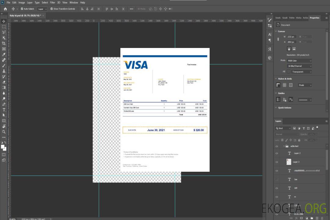 Modèle de facture Visa USA template Modèle de facture Visa USA template